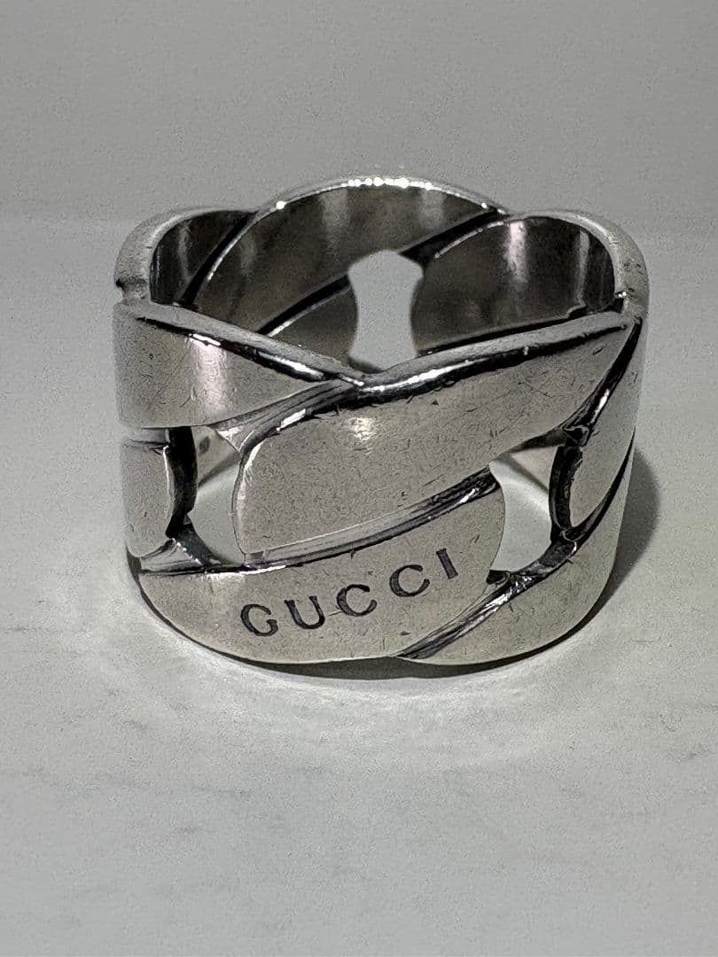 GUCCI チェーンモチーフワイドリング 刻印サイズ:10号【箱/ポーチ付】
