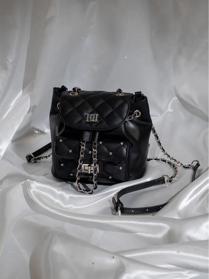 darich キルティングビジューミニリュック　black