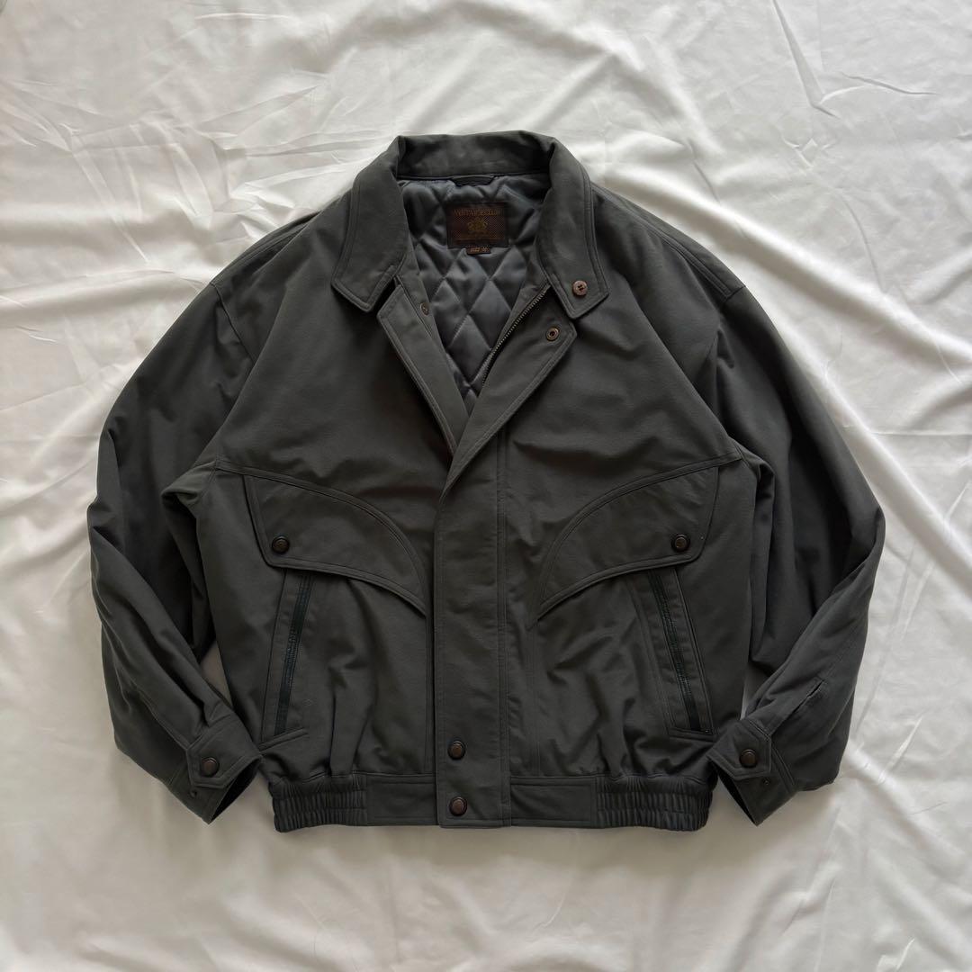 90’s vintage 短丈中綿ブルゾン ダークグリーン スエード調 アメカジ