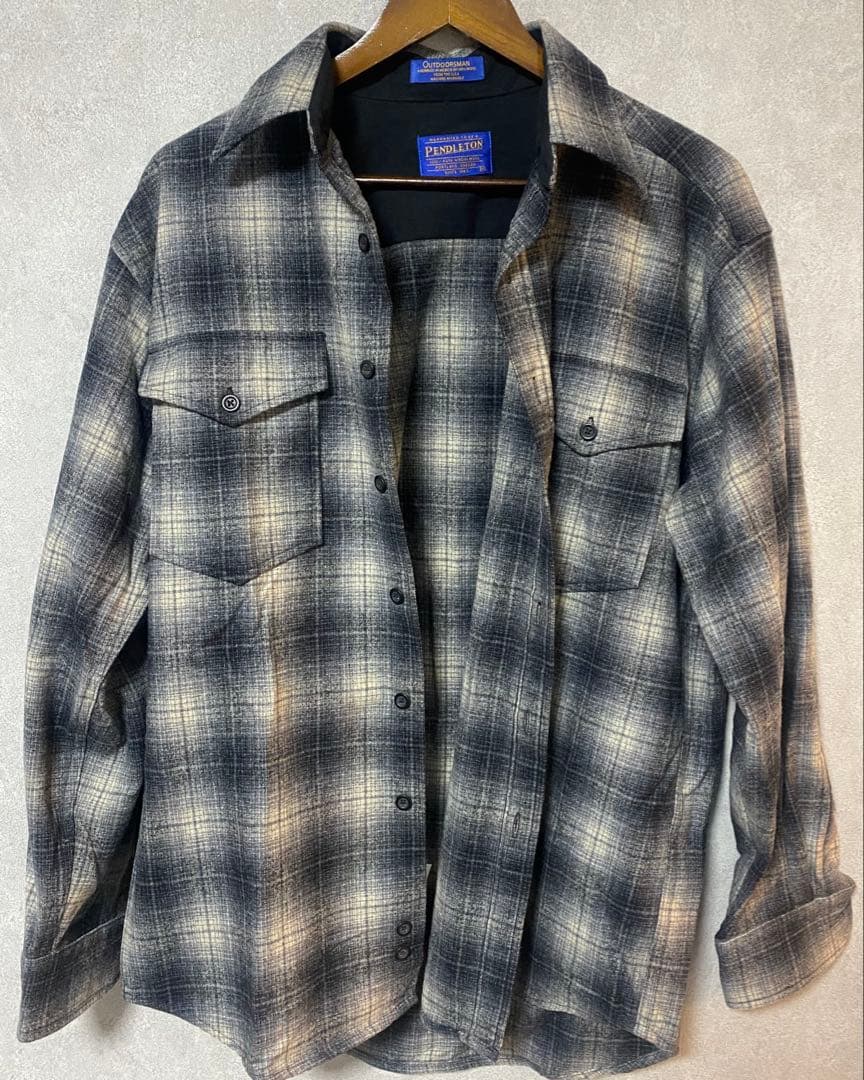 Pendleton 90's ウールシャドーチェックシャツ 古着 90-00s Pendleton エルボーパッチ オンブレ シャドー チェック