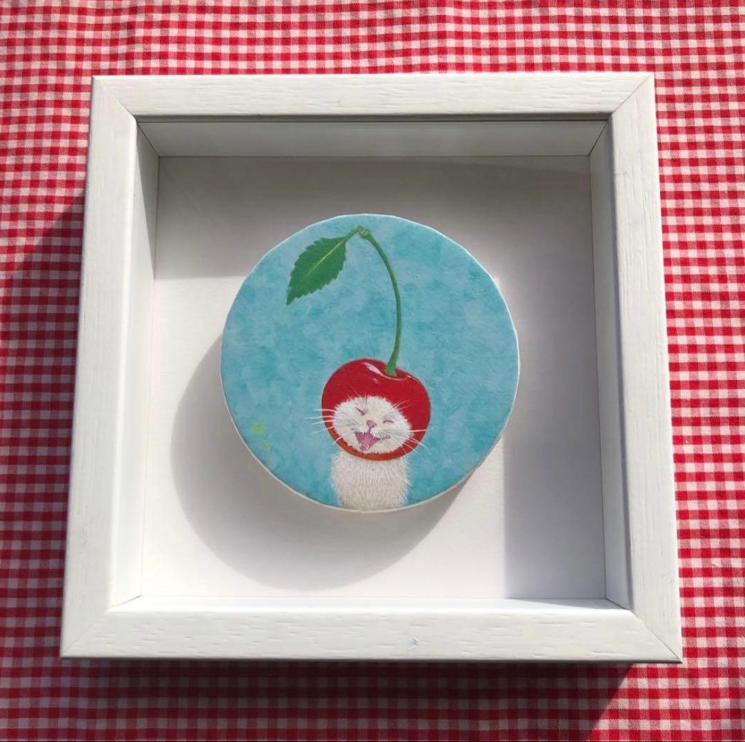 伊藤清子　絵画　さくらんぼ　猫