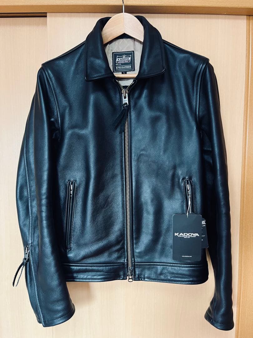 カドヤ襟付きシングルライダースTCR2サイズL /KADOYAレザージャケット