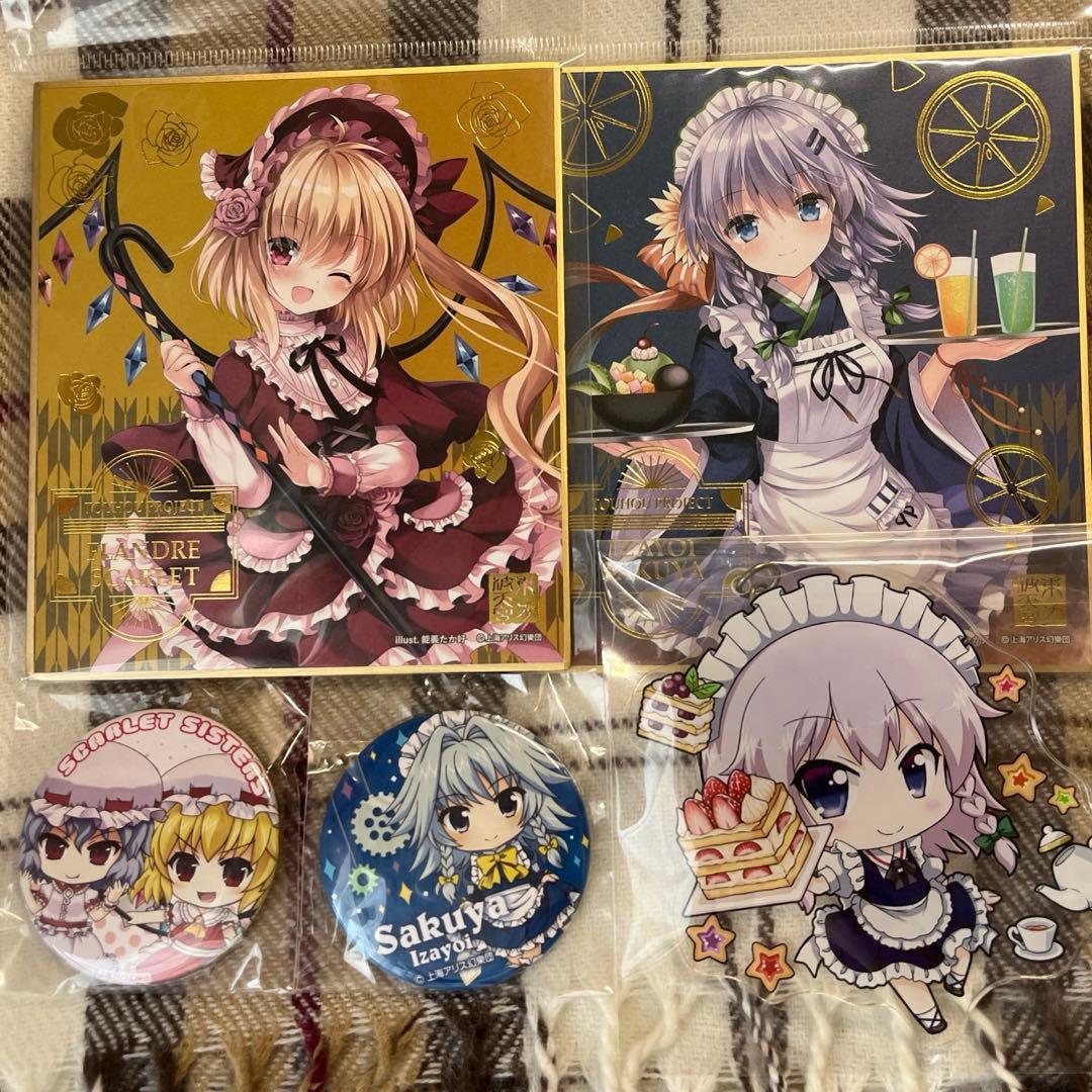 東方project 十六夜咲夜＆フランドール・スカーレット 色紙と缶バッジ