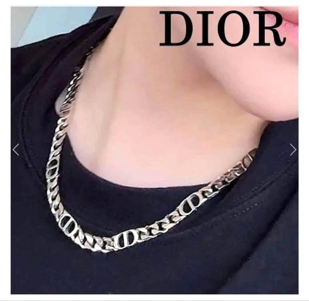 【美品】DIOR CD ICON チェーンリンクネックレス シルバーディオール