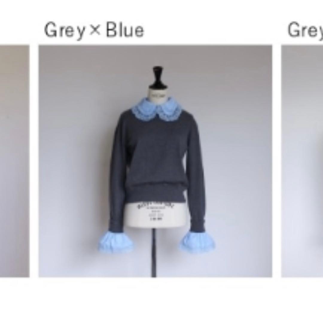 新品未使用 / ジプソフィア LaceAccentKnit gray×blue