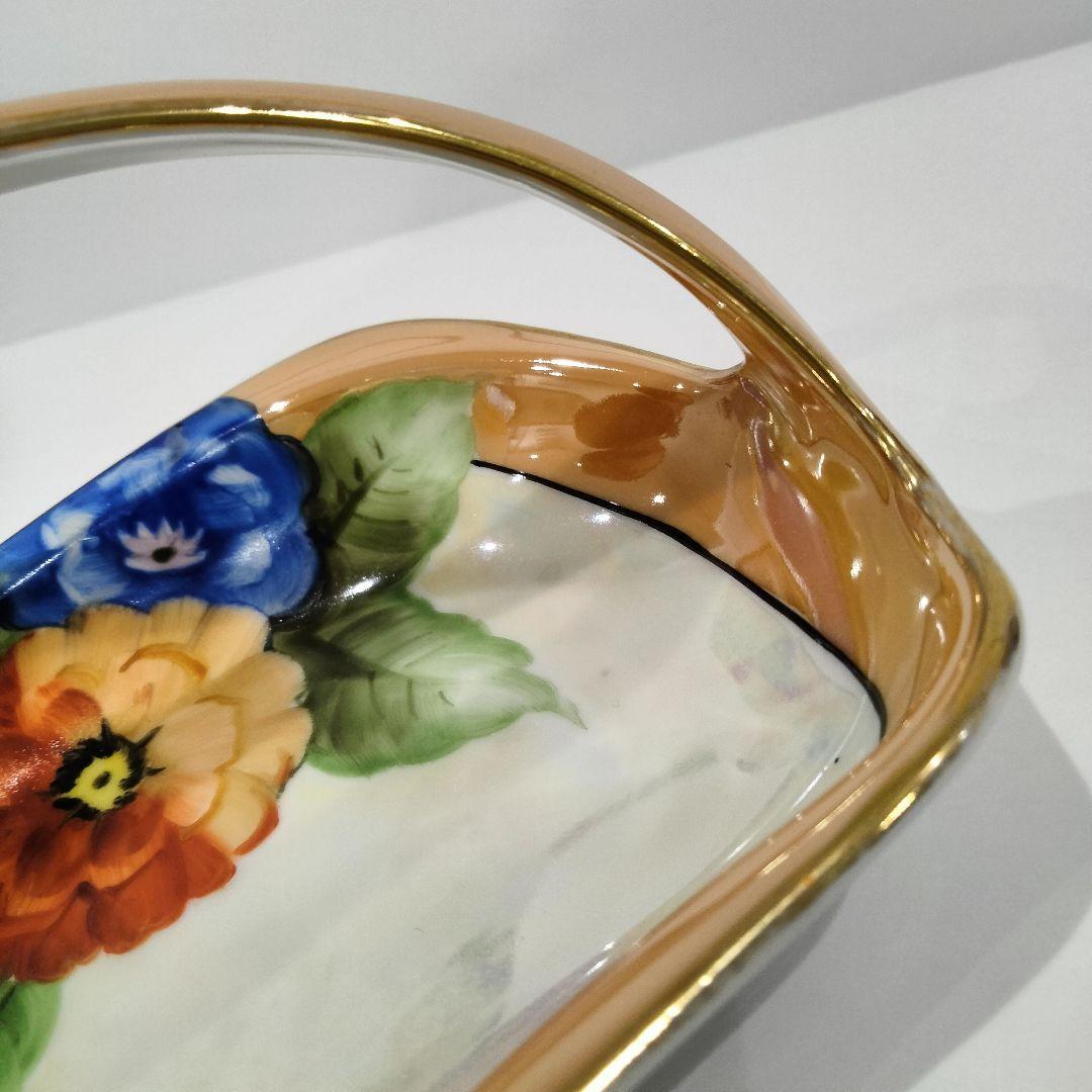 V299-5 オールドノリタケ ラスター彩 花絵 持手付プレート B