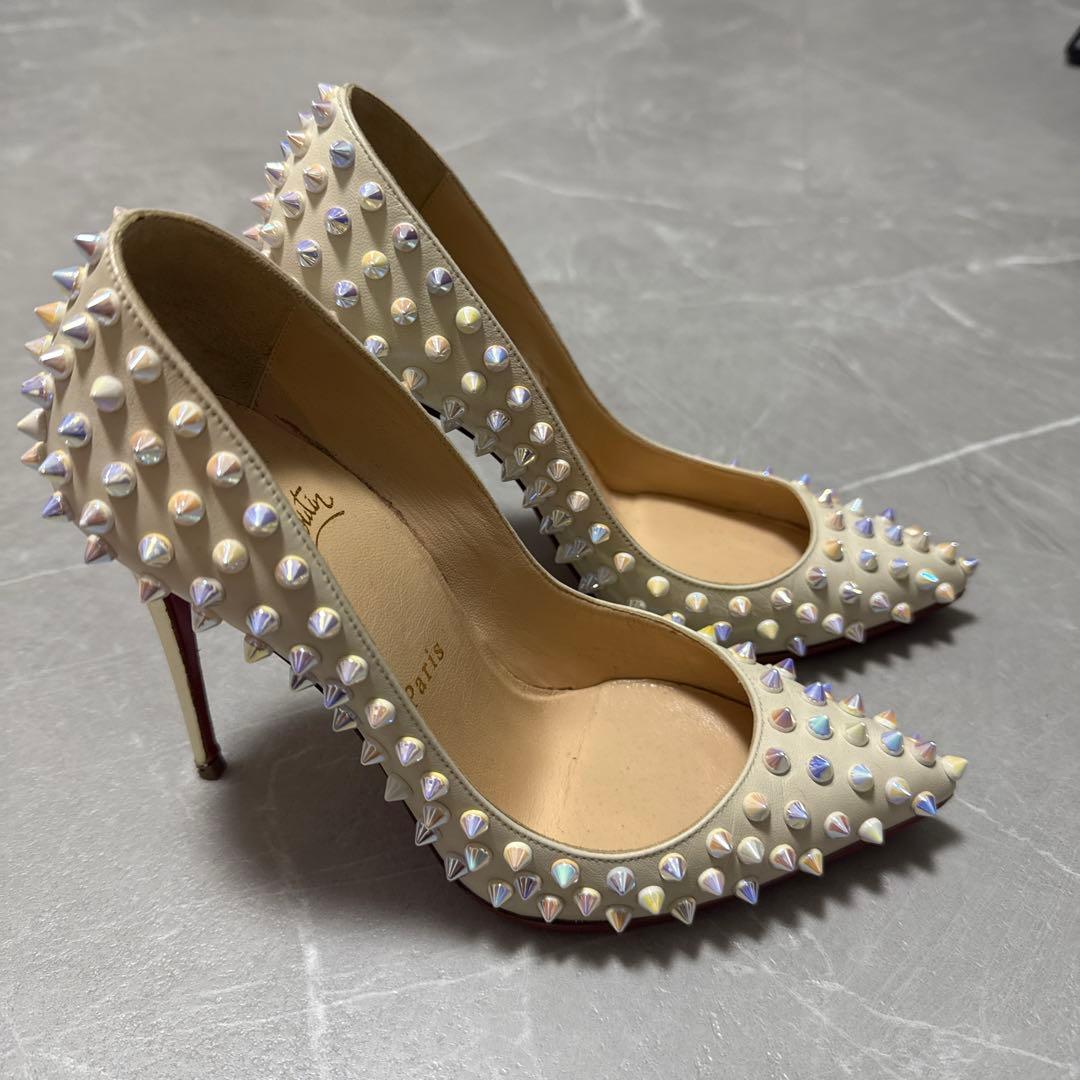y*n様 Christian Louboutin スパイク付きハイヒール Christian Louboutin Spike Cross 100 Black PVC Silver Criss Strap