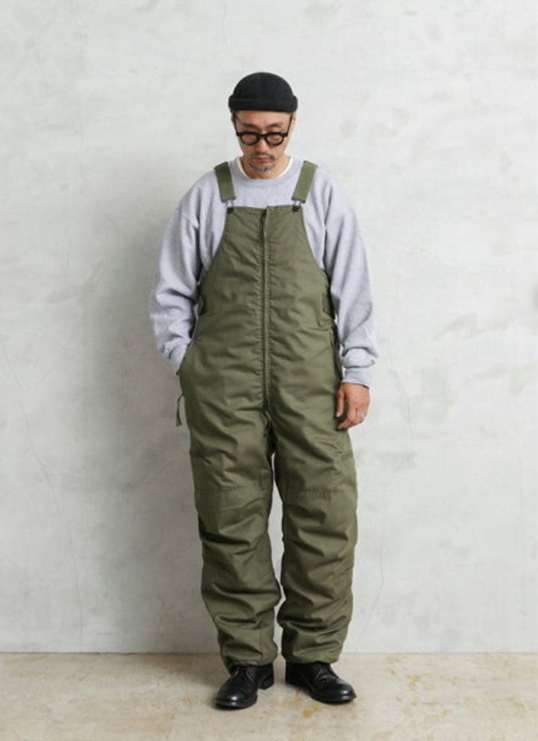 OD サロペット　米軍　放出品　分厚い生地　サイズS フライトパンツ　防寒暴風