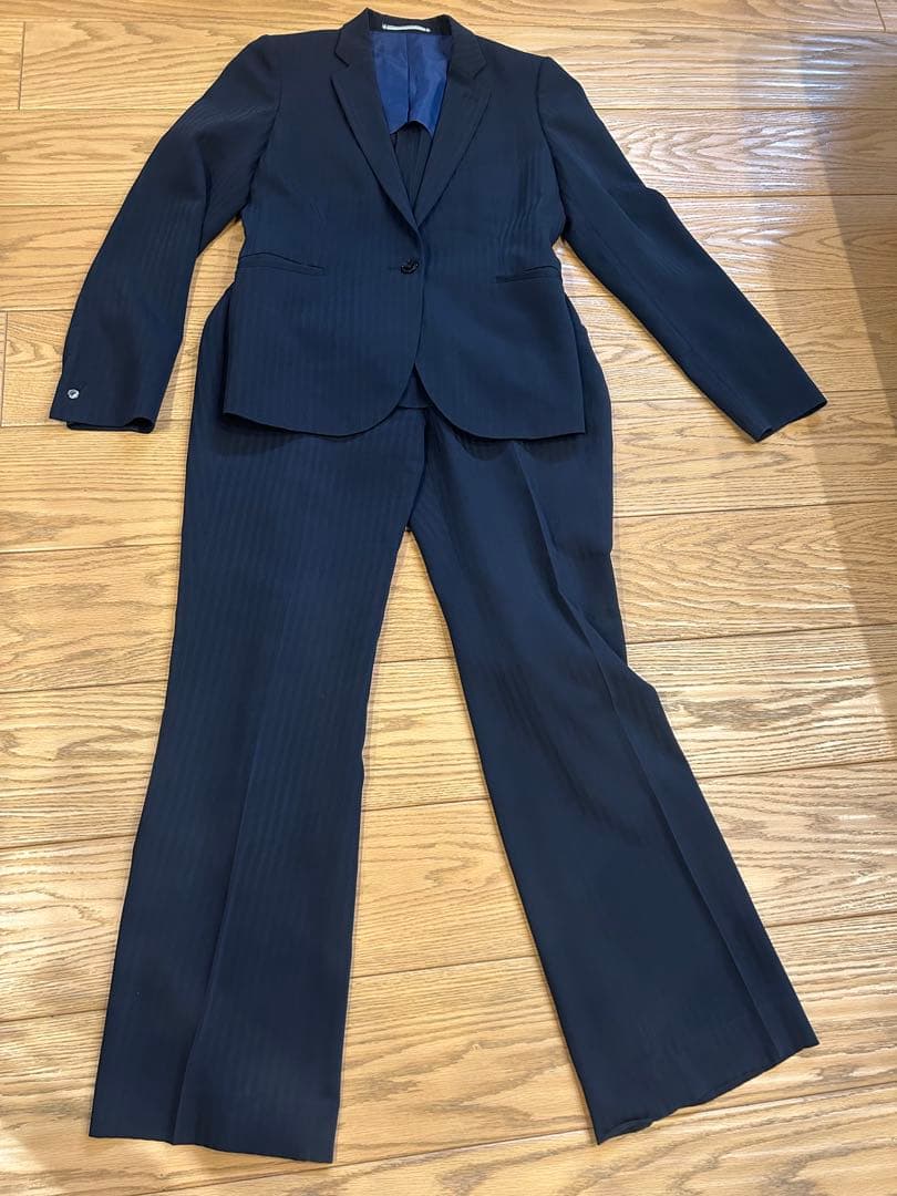 23区 セットアップ パンツスーツ ストライプ ネイビー 上38 下36 美品