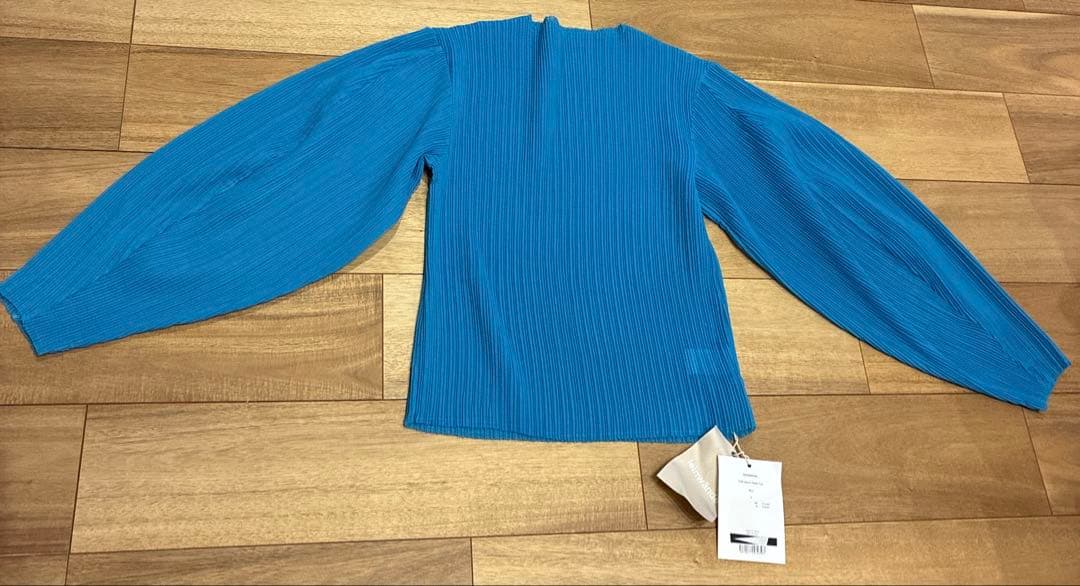 leinwände Puff-sleeve Pleats Top ブルー F