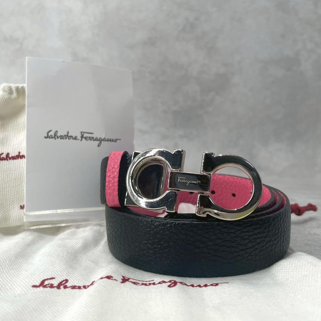 極美品◎フェラガモ　ダブルガンチーニ　ベルト　ビッグバックル　リバーシブル