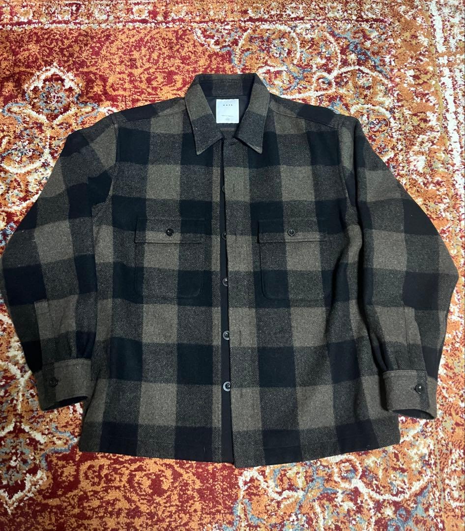 KAJA ウールバッファローチェックCPOジャケット　サイズ2 カーキ　OVY KAJA WOOL BUFFALO CHECK CPO JACKET | KAJA