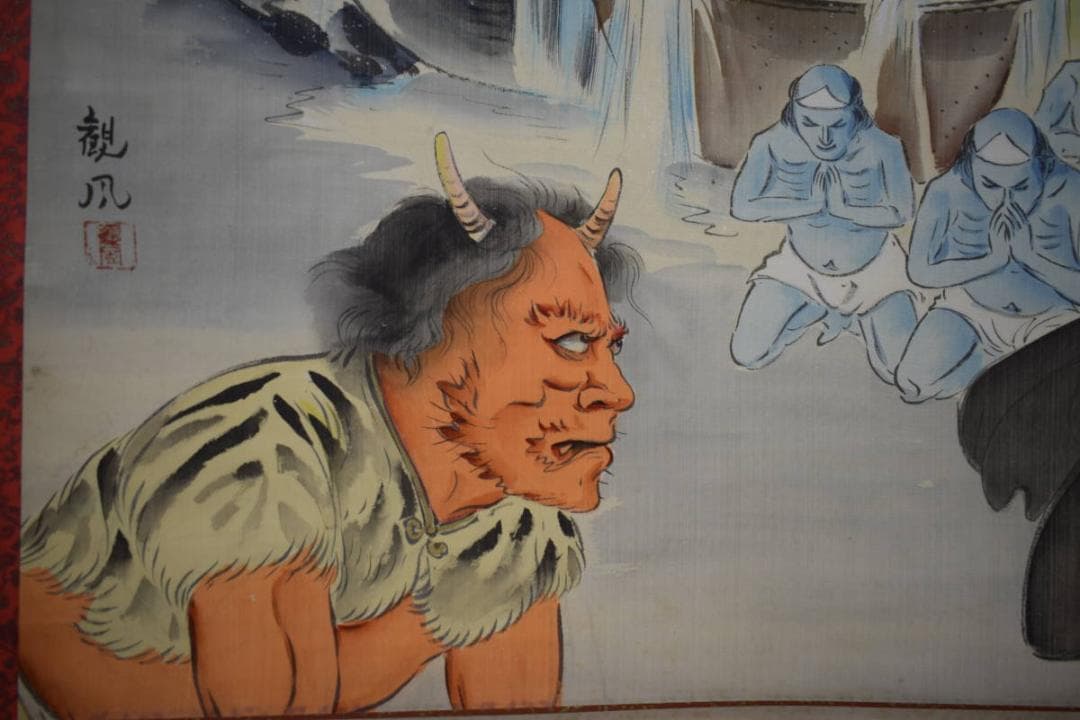 真作/観風/親鸞聖人/鬼/観音/人物/大幅/布袋屋掛軸HK-63