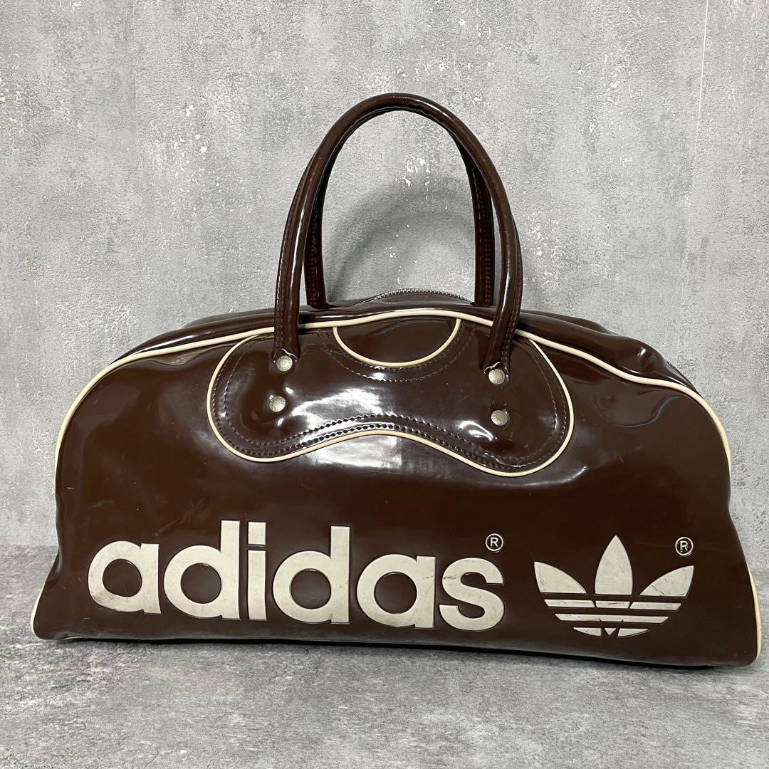 激渋80s vintage adidas エナメル ボストンバック ブラウン】 - メルカリ