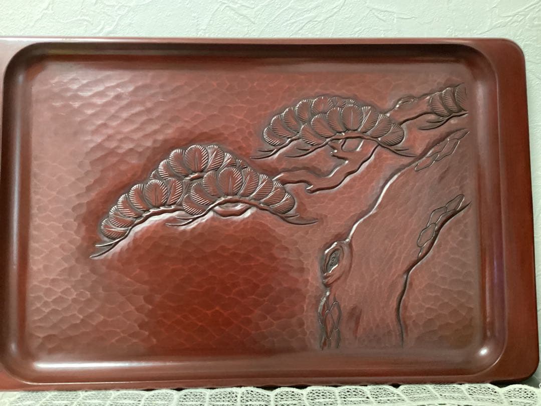 鎌倉彫　八勝堂　角型盆　伝統工芸品