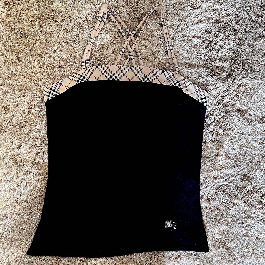 美品✨ BURBERRY BLUE LABEL 定番ノバチェックキャミ ブラック