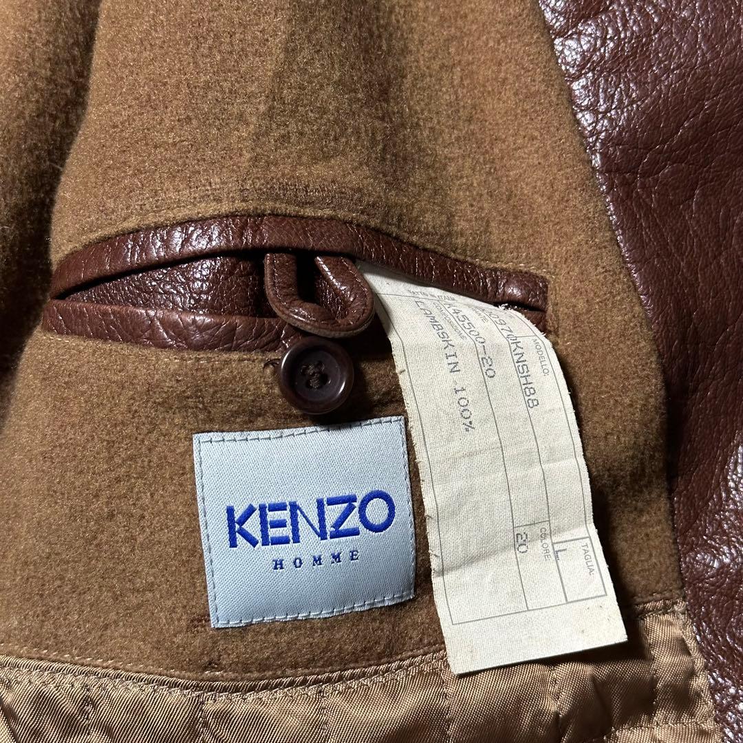 KENZO HOMME 羊革 カーコート ブラウン archive - メルカリ