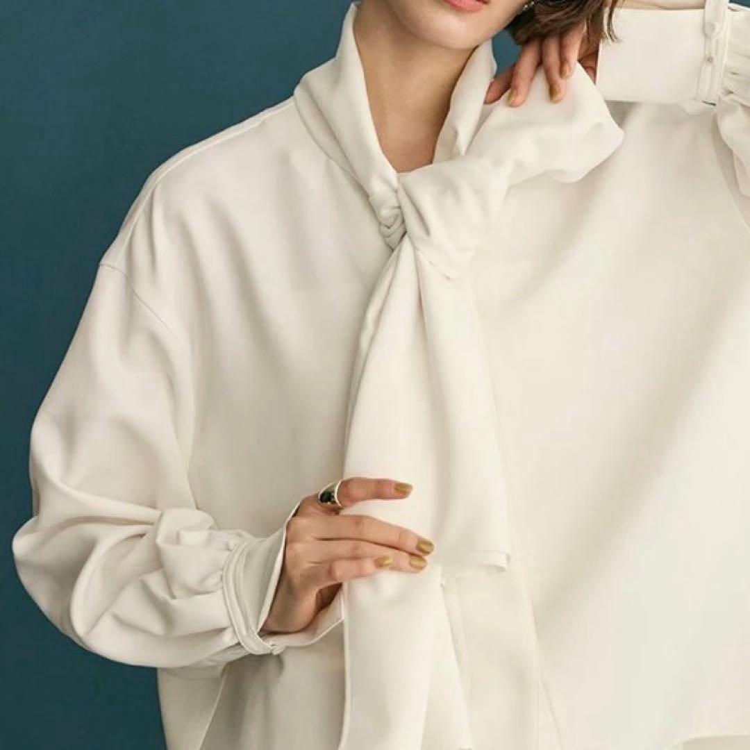 Newans洗濯機可ビックリボンパウダリーブラウス ボウタイ オンワード