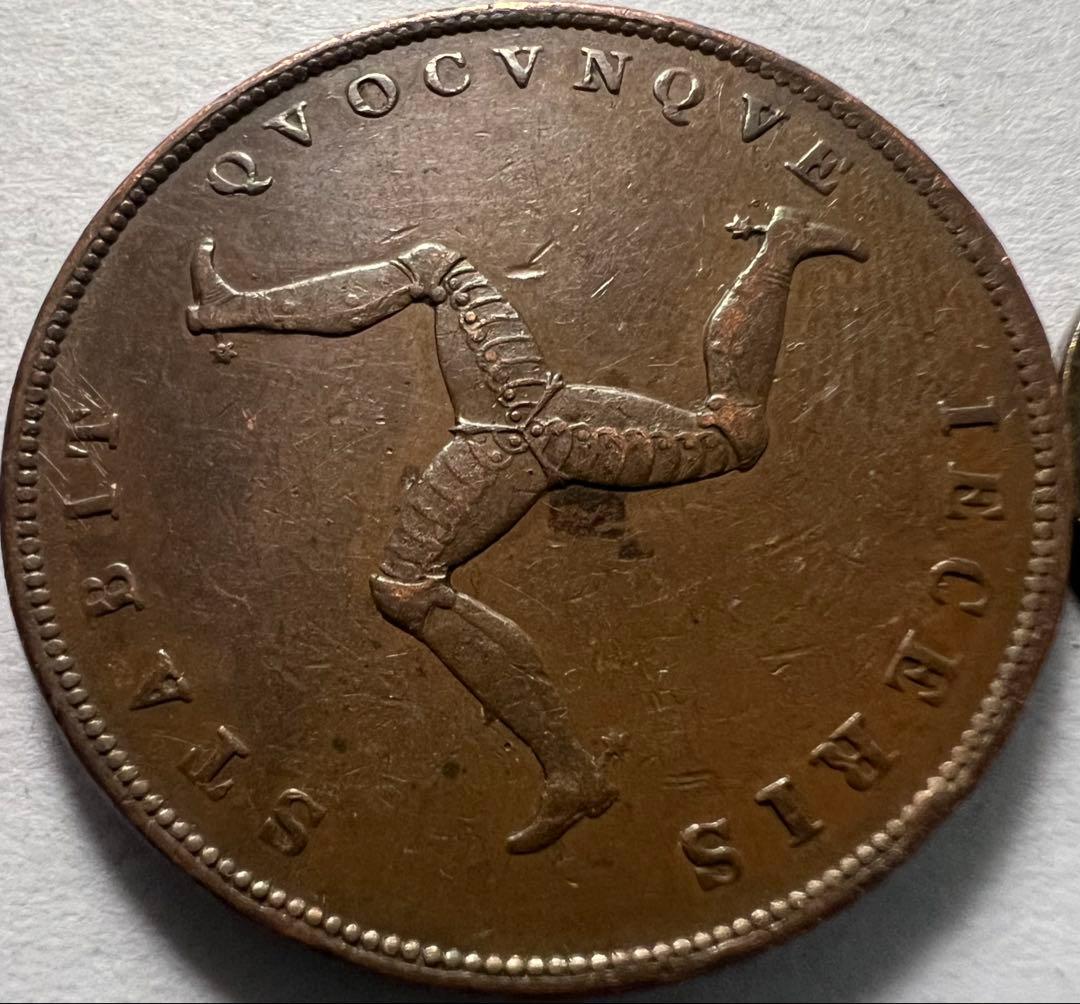 は*ぱ様 1839年マン島 ヴィクトリア女王 ペニー　銅貨　ハイグレード　レア