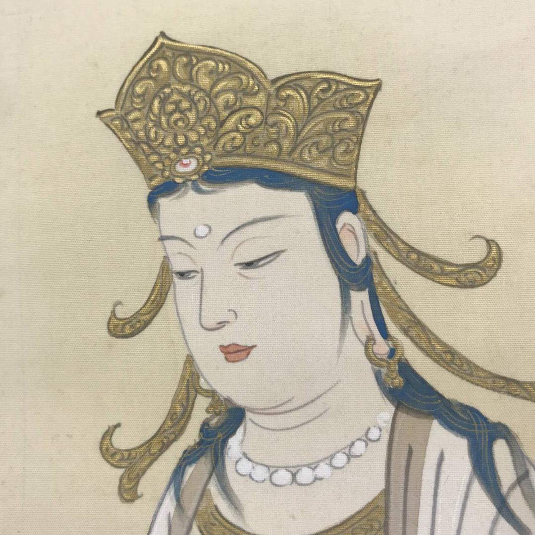 真作】織田観潮/観音図/人物図/仏事掛/掛軸/名家伝来/AC-356