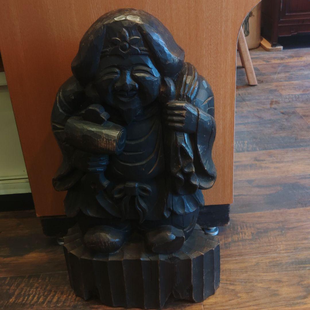 松宮順一　大黒様　木彫　置物　大型　木製　骨董　時代物