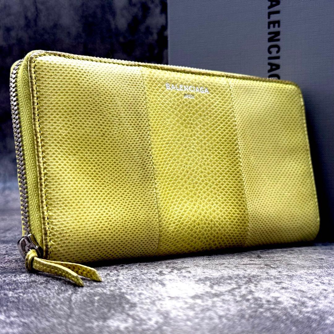 希少 極美品✨バレンシアガ エブリデイ リザード レザー ラウンドファスナー