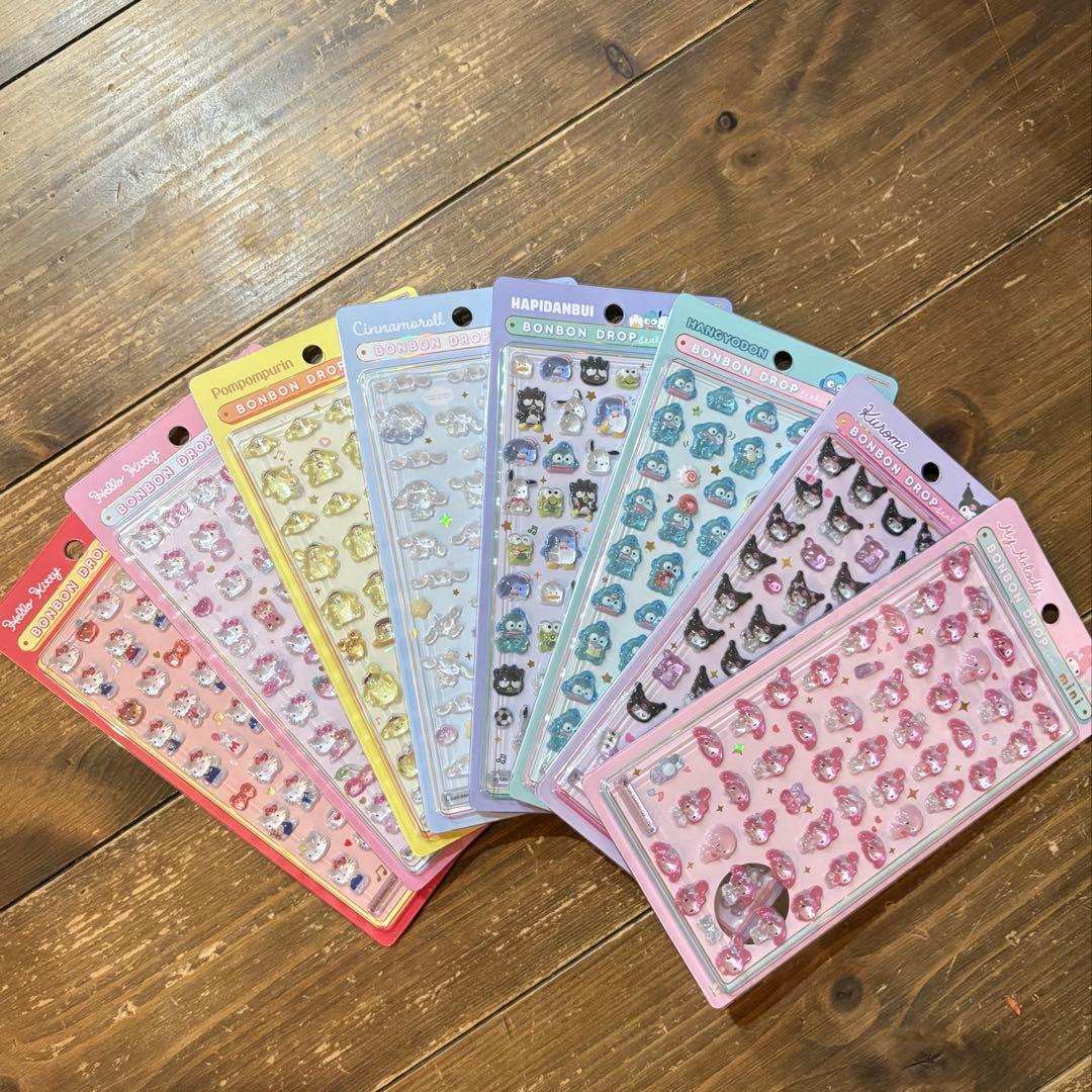 【正規品】サンリオ ボンボンドロップシールmini 全８種類セット サンスター文具 正規品 ボンボンドロップシールmini サンリオ 全8種