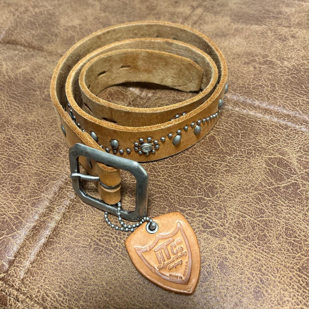 HTC スタッズ付きレザーベルト 34