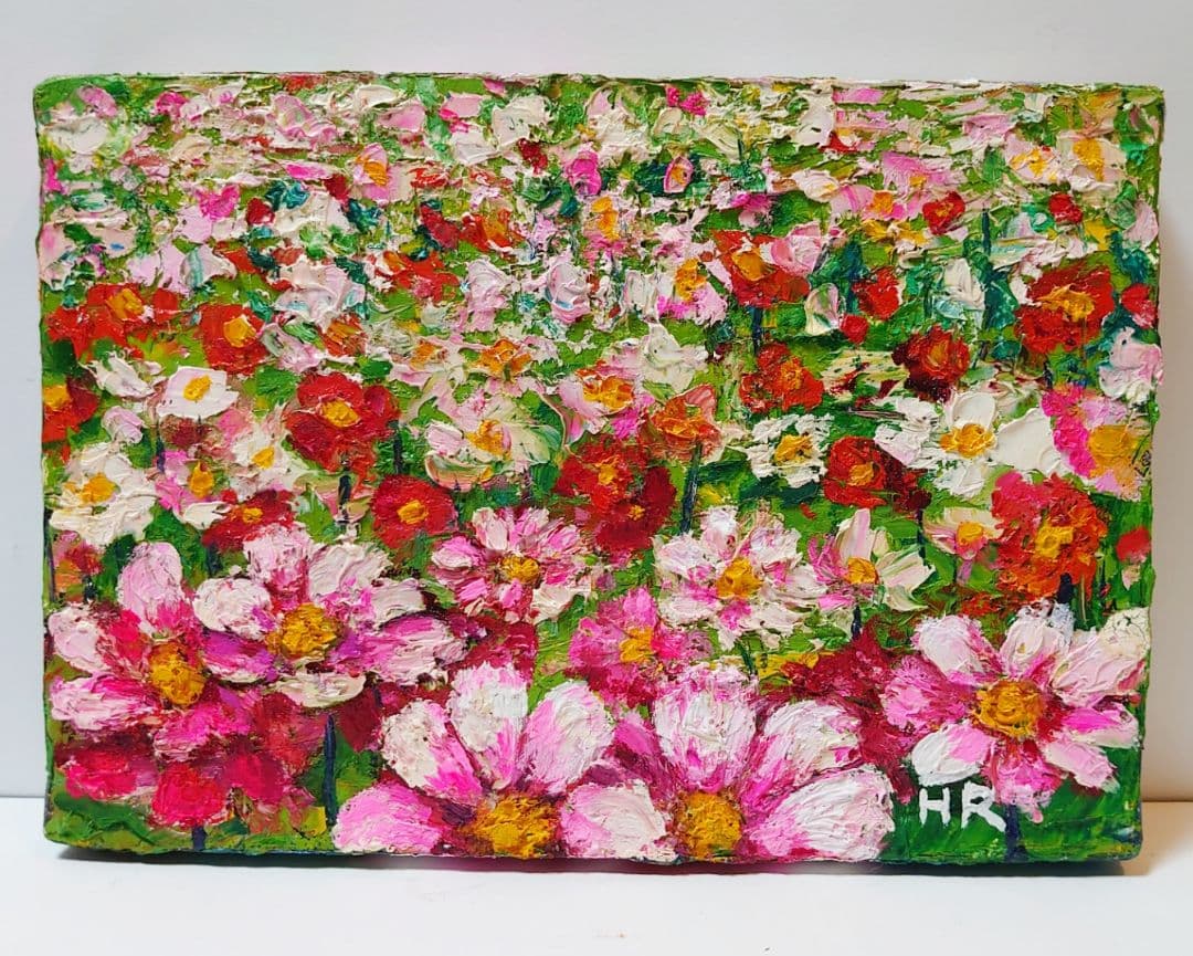 油絵 絵画 コスモス畑【SM号】