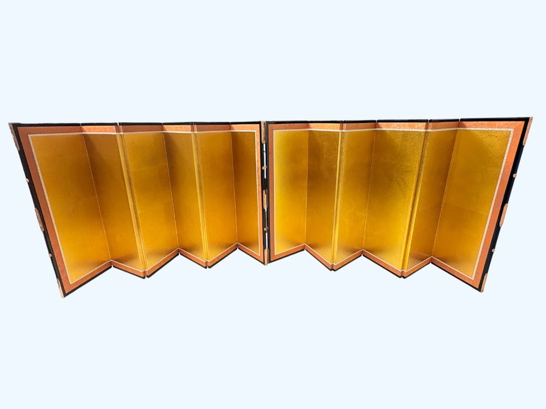 六曲一双屏風 18号 箔押二重縁付き　金沢箔仕様　雛人形 屏風 節句　和風