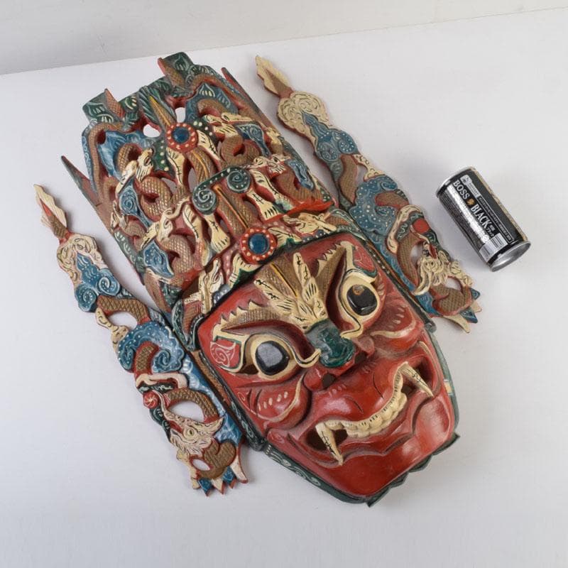 バリ島　インドネシア　彩色木彫　面　壁掛　N　9207A