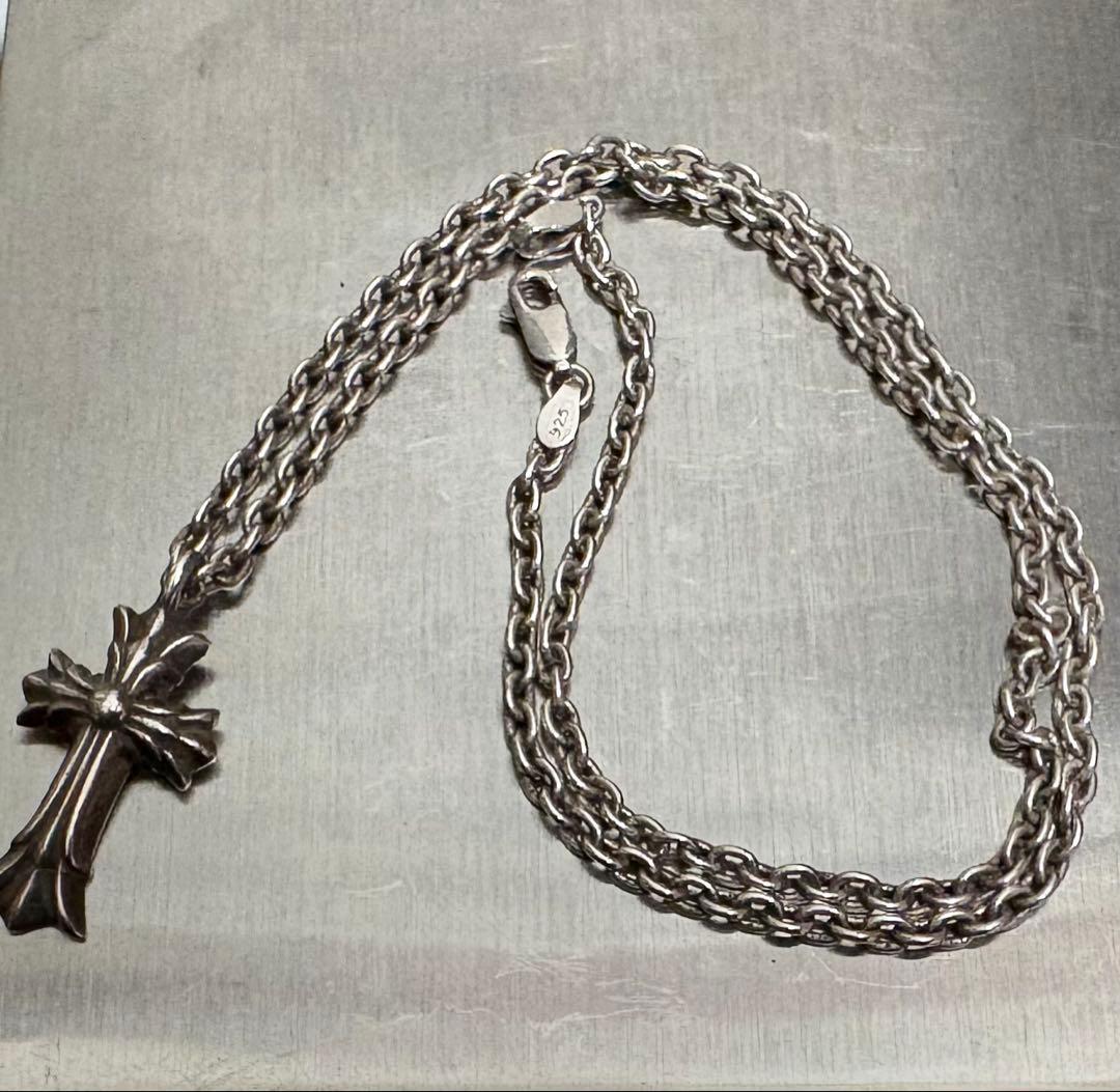 クロムハーツ　ダブルCHクロスチャーム 袋　チェーン付き　ネックレス シルバー クロムハーツダブルCHクロスチャーム|クロムハーツ通販専門店ブラック