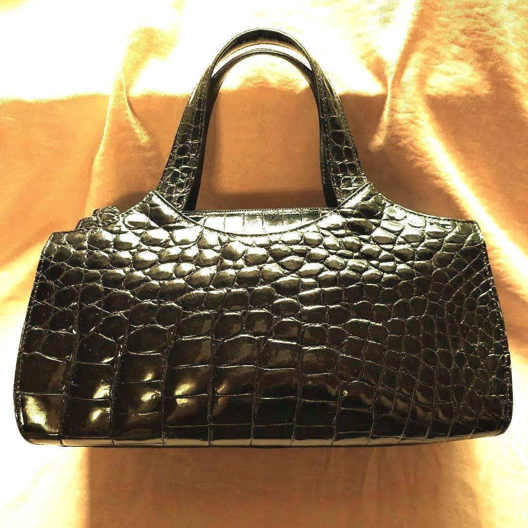 極美品JRA認定クロコダイル目地染ボストン、トートバッグ、大きめバック