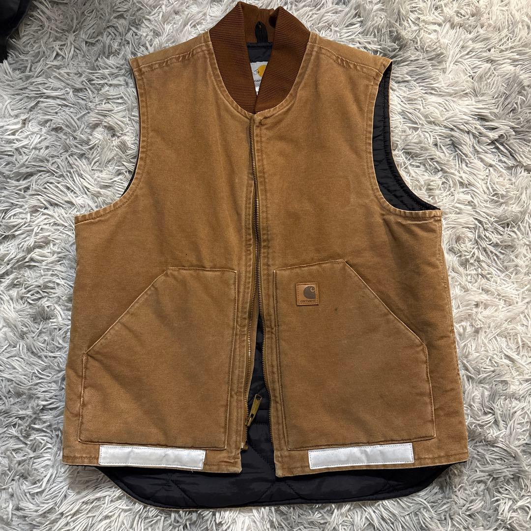 Carhartt ブラウン ノースリーブ ベスト - メルカリ