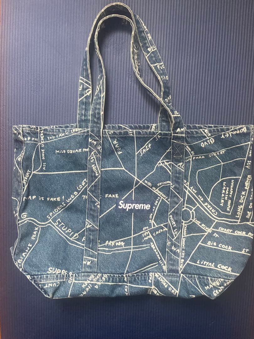 バッグ 19SS Supreme Gonz Map Denim Tote