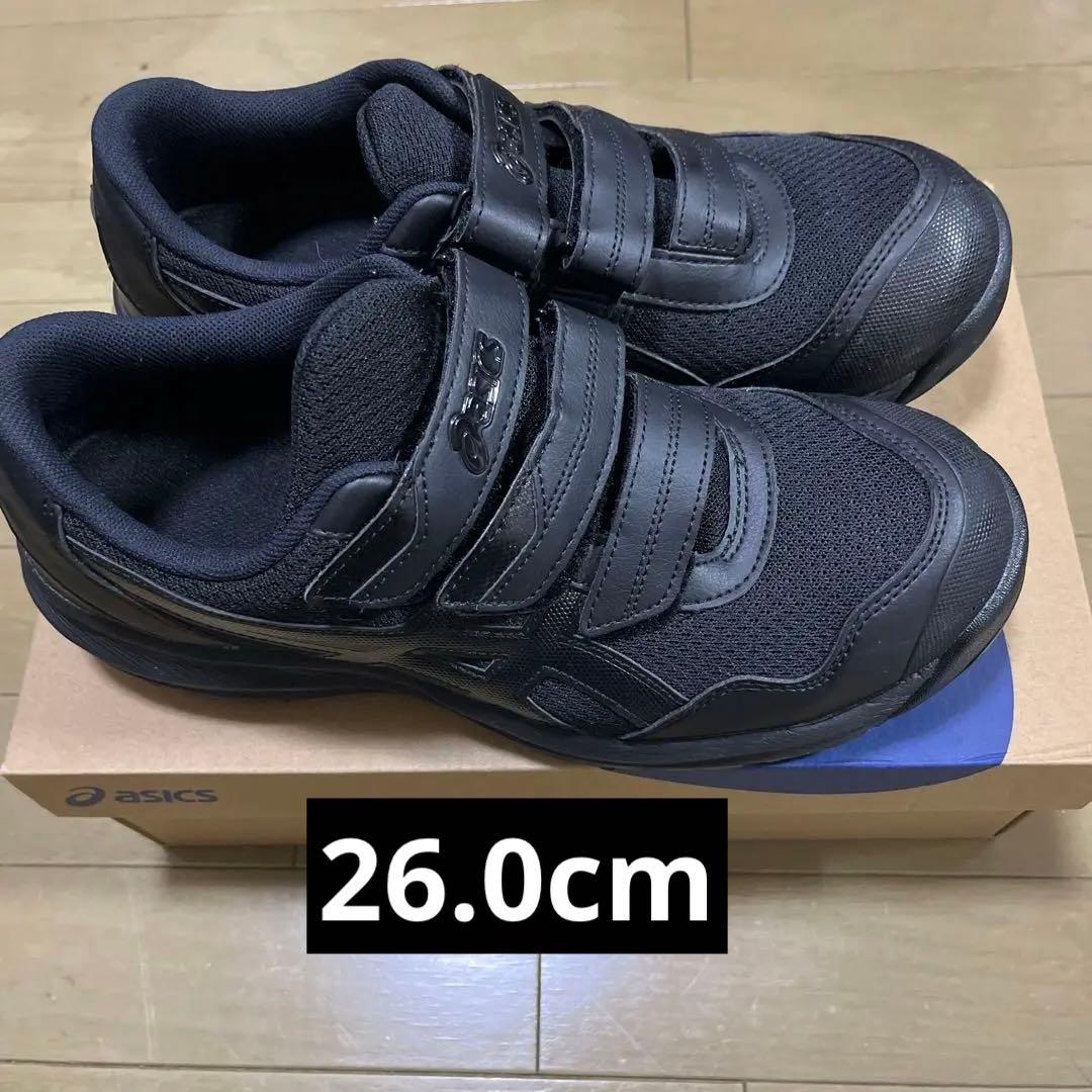 【美品】asics 黒 ベルクロ 安全靴 ASICS（アシックス） 安全靴 CP312 ハイカット ウィンジョブ ベルクロ