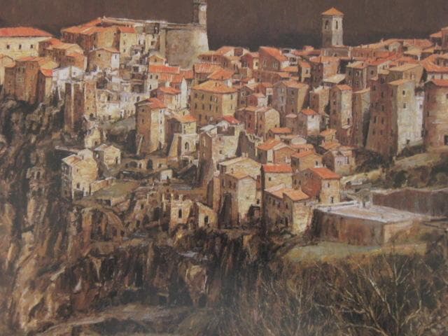 嶋津俊則、【歴世の丘】、希少な額装用画集より、新品額装付、状態良好