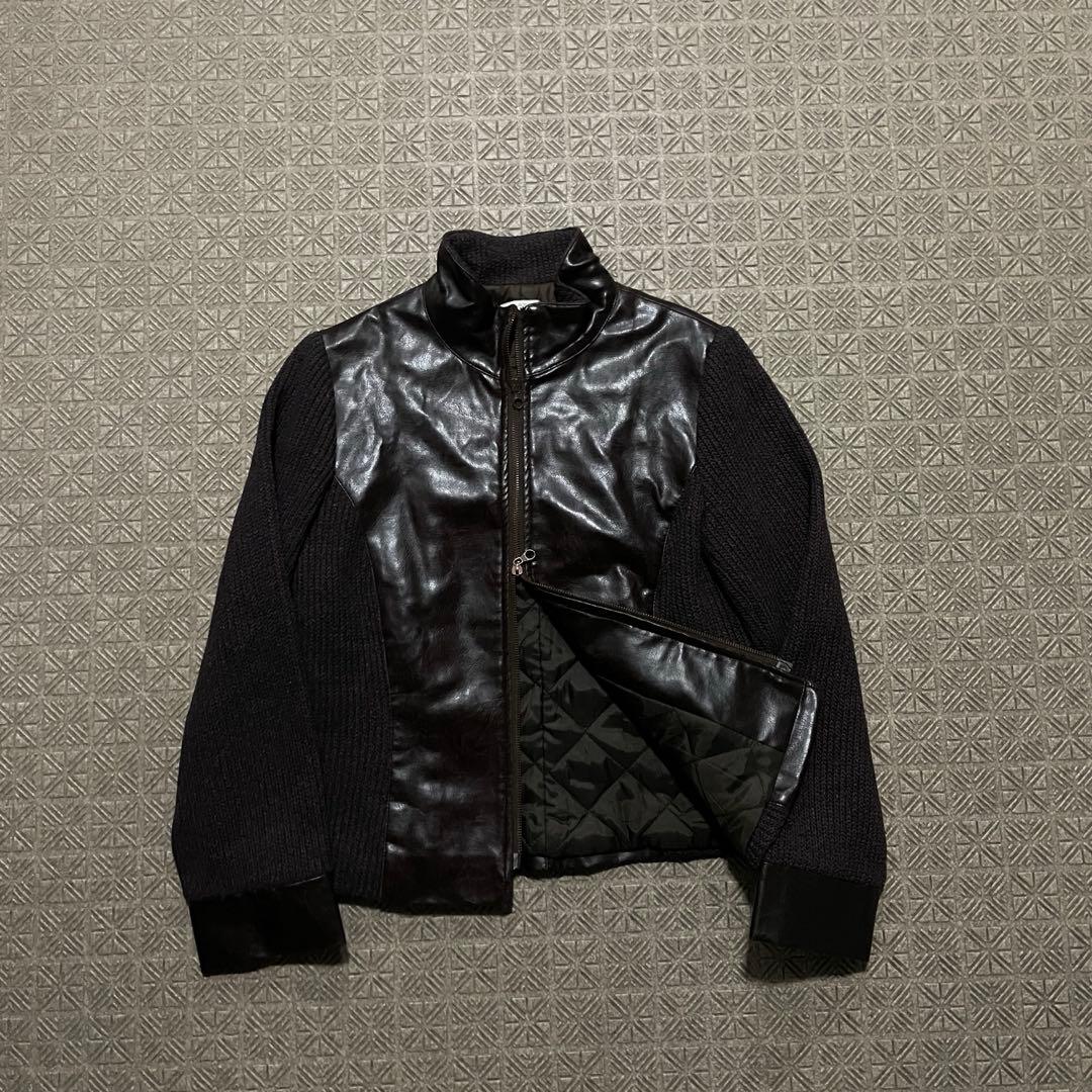 ジャケット・アウター opium darkwear zip coating knit jacket