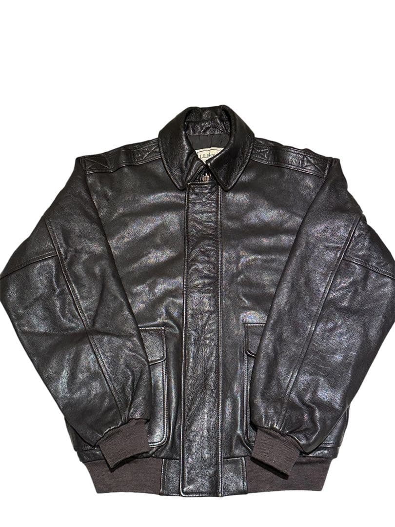 オ*則様 L.L.Bean A-2レザージャケット M 黒 ゴートスキン 本革