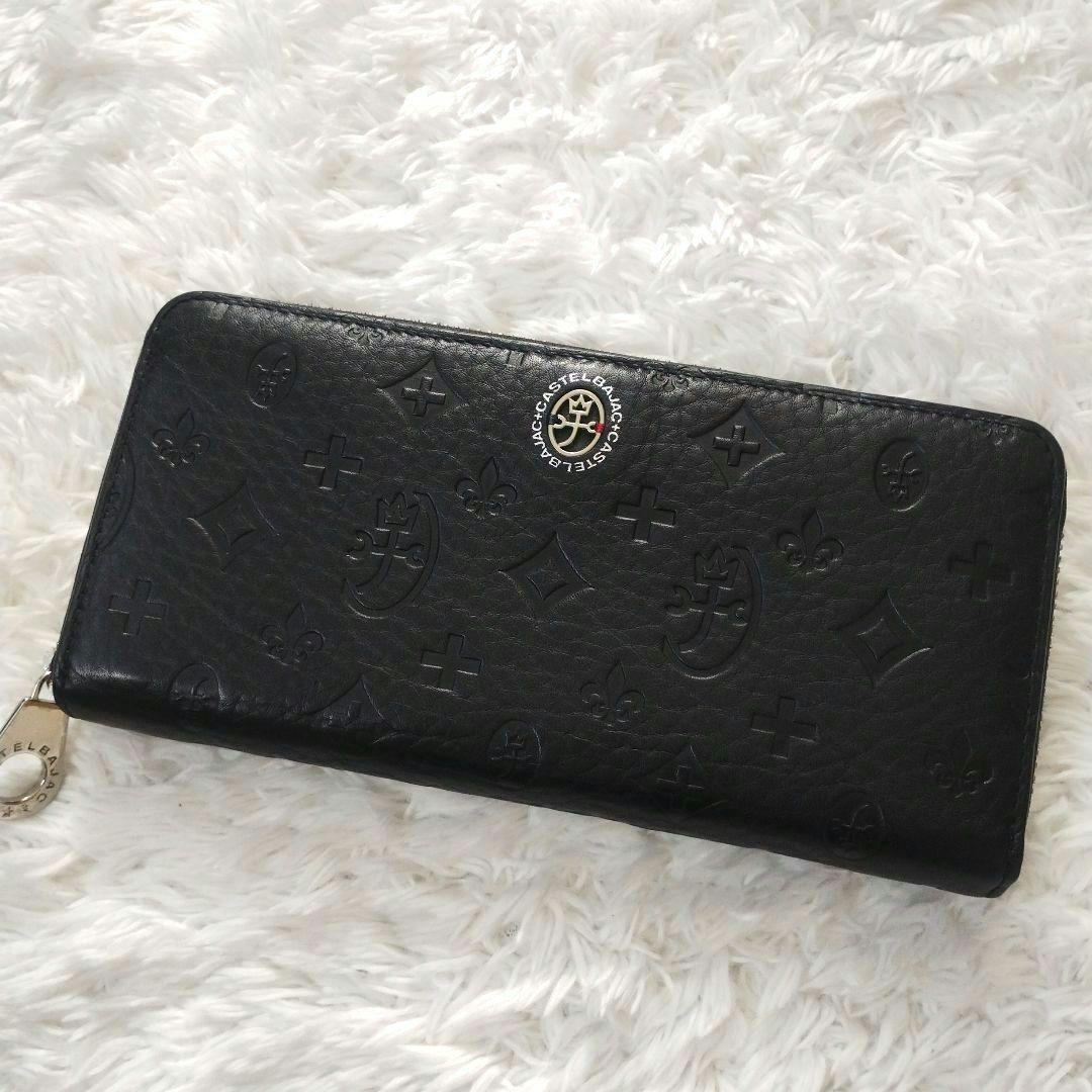 美品　カステルバジャック　マルセル　長財布　ラウンドジップ　総柄　モノグラム　黒
