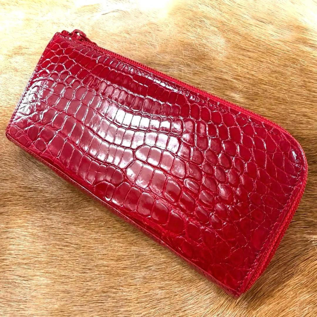 新品同様 JRA公認 定11万 最高峰 クロコダイル ポロサス 無双 長財布
