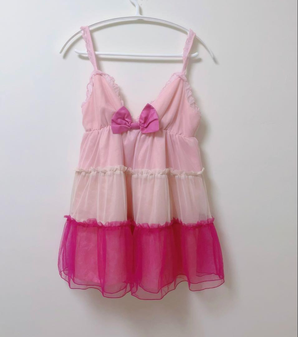希少 MA*RS ピンクのリボン付き姫系キャミソール