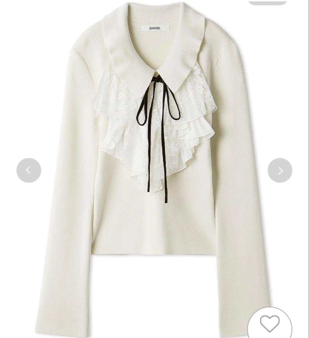 SNIDEL Sustainableレイヤードラッフルニットプルオーバー IVR