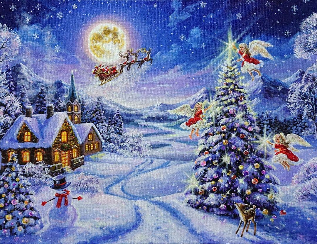 マ*Y様 【聖なる夜の贈り物】アクリル画 F6 風景画 絵画 マ*Y様 【聖なる夜の贈り物】アクリル画 F6 風景画 絵画