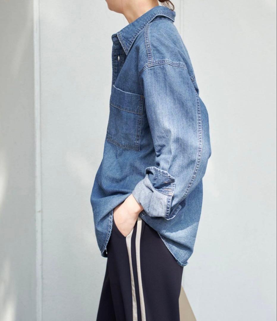 新品未使用Spick and Span ライトオンスデニムシャツ サックスブルー