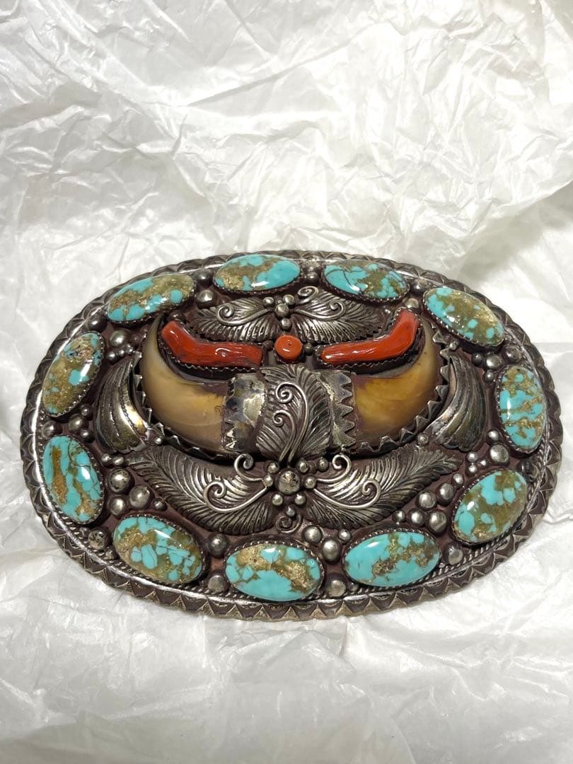 【新品未使用】 エスニックシルバーベルトバックル SVEC（シュベック） ベルト シルバーメタル 3ピースバックル ナロー