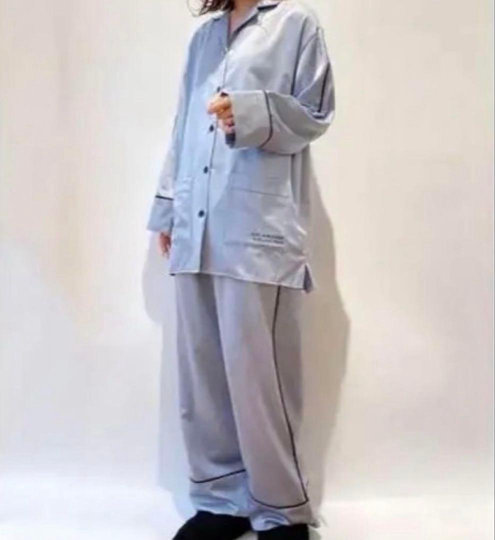 ジェラートピケ ルームウェア フリー カシミヤ混 長袖 サテン パジャマ