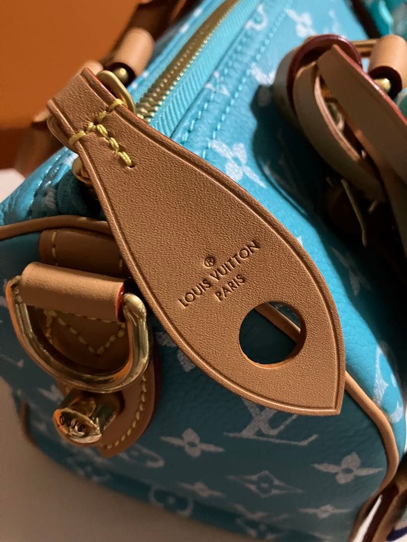 美中古 ルイヴィトン スピーディ 25 バンドリエール P9 ターコイズ LV