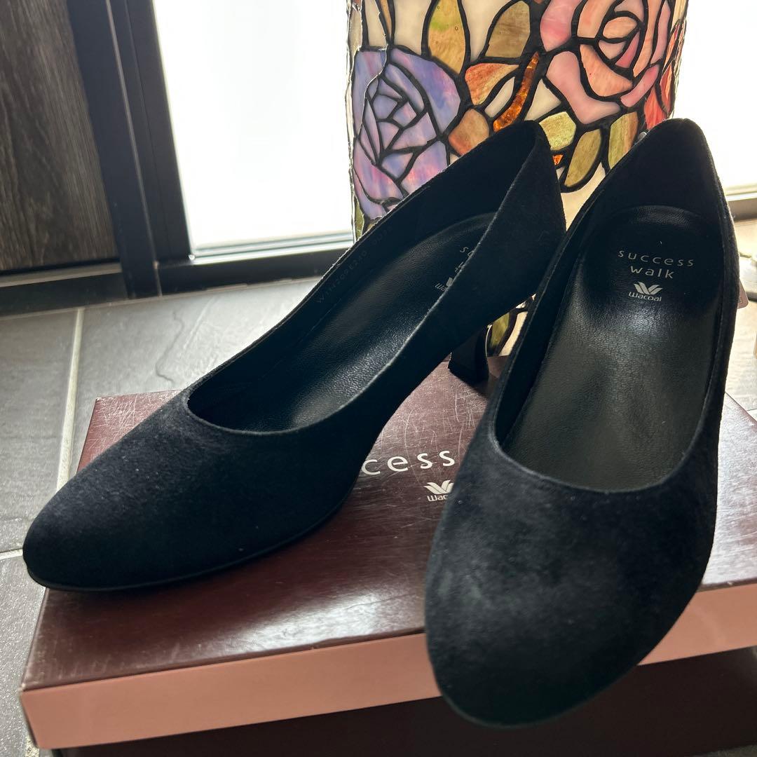 ★success walk★ 黒 スエード パンプス success walk ワコール Wacoal サクセスウォーク 5センチヒール