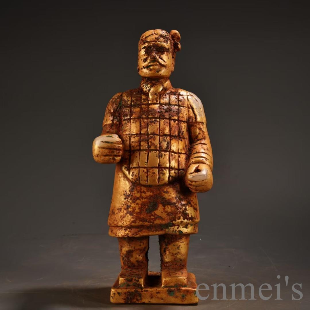 中国古美術 旧蔵『白玉彫刻 站人勇人物』古玉彫刻 唐物 文房置物 賞物